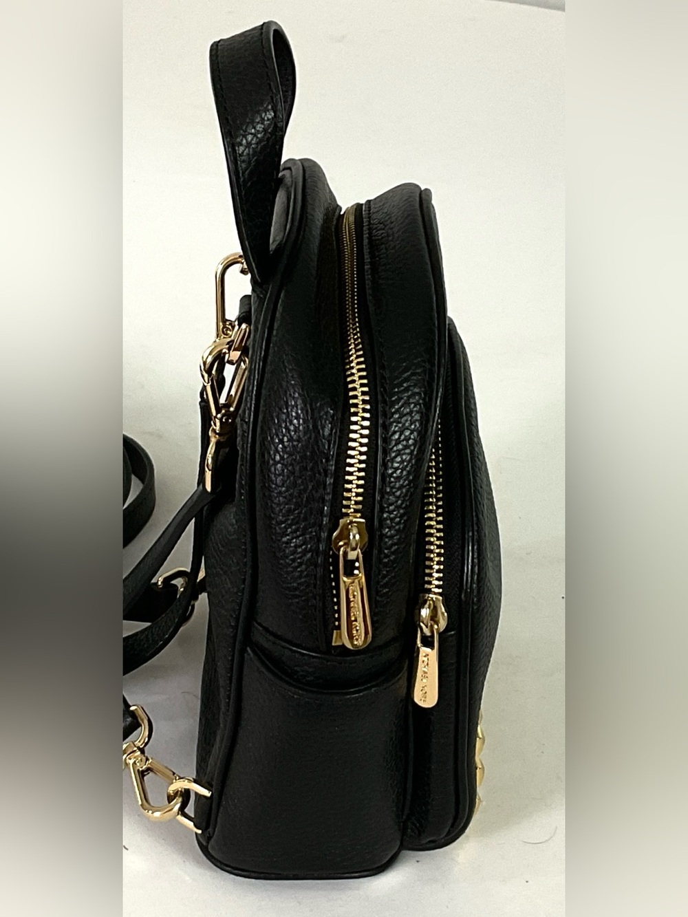 NWOT-Michael Kors-“ABBEY”-small,studded black, pebbled, leather backpack - Picture 7 of 11